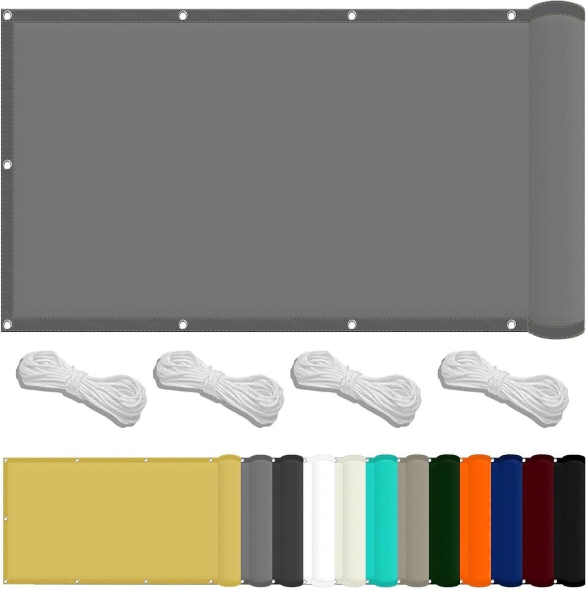 Tuindoek Zonwering - Schermdoek Balkon - Buiten Leven - Waterafstotend Materiaal - 0.9 x 6.5m - Lichtgrijs