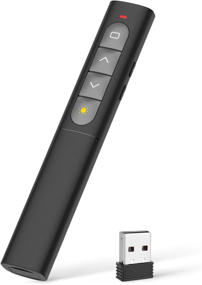 Thijox - Powerpoint Clicker Draadloze Presenter 2.4GHz Afstandsbediening met Hyperlink en Volume Ondersteuning voor PPT, Google Slides, Keynote en mee