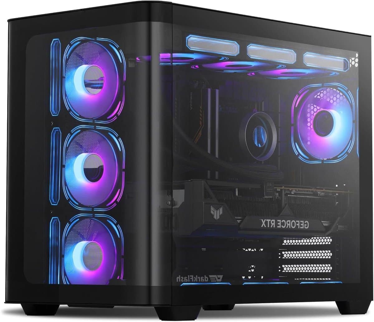 Gaming PC Behuizing - Computerkast Mid-Tower - PC Bouwen - Gebogen Glas Panoramisch - 28.5 x 46 x 39.6 cm