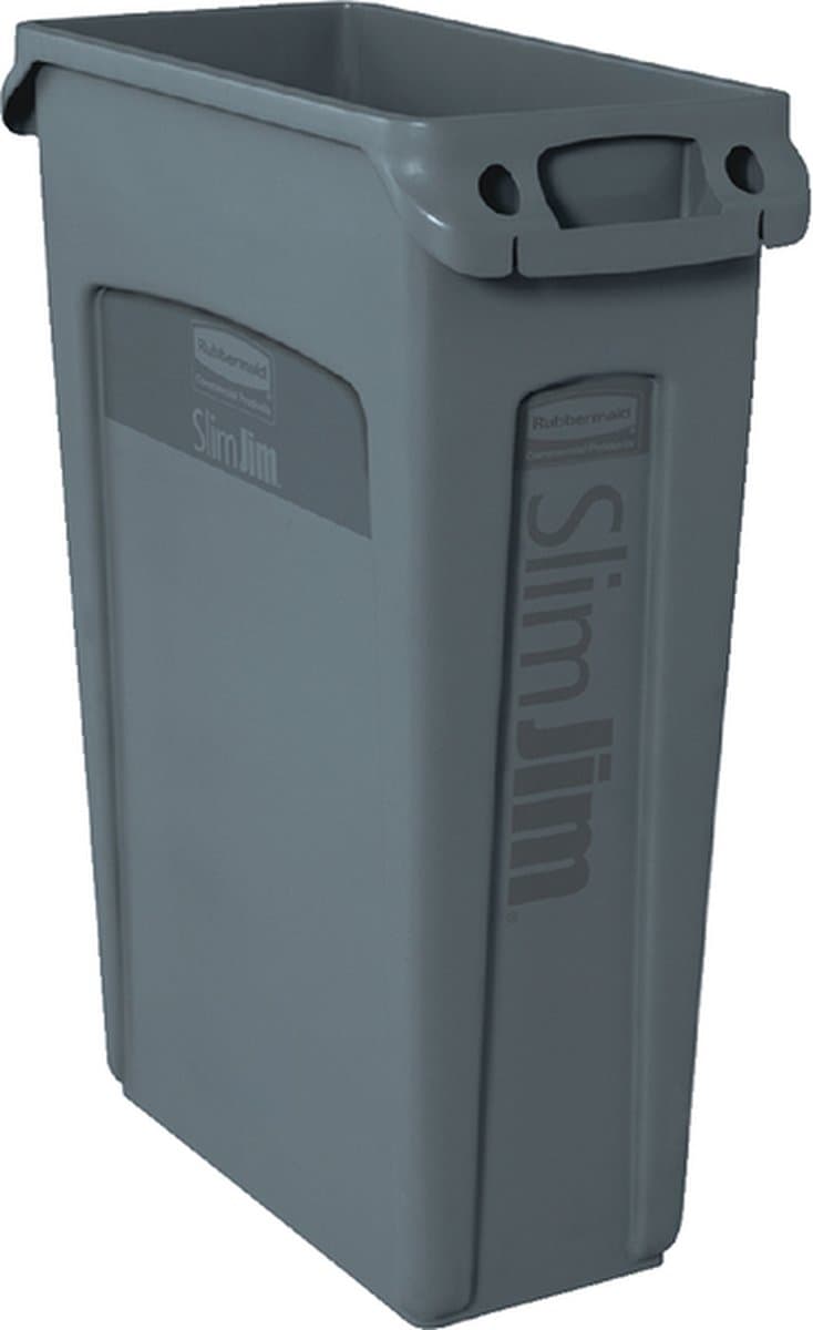 Afvalbak rubbermaid slim jim vented 87l grijs