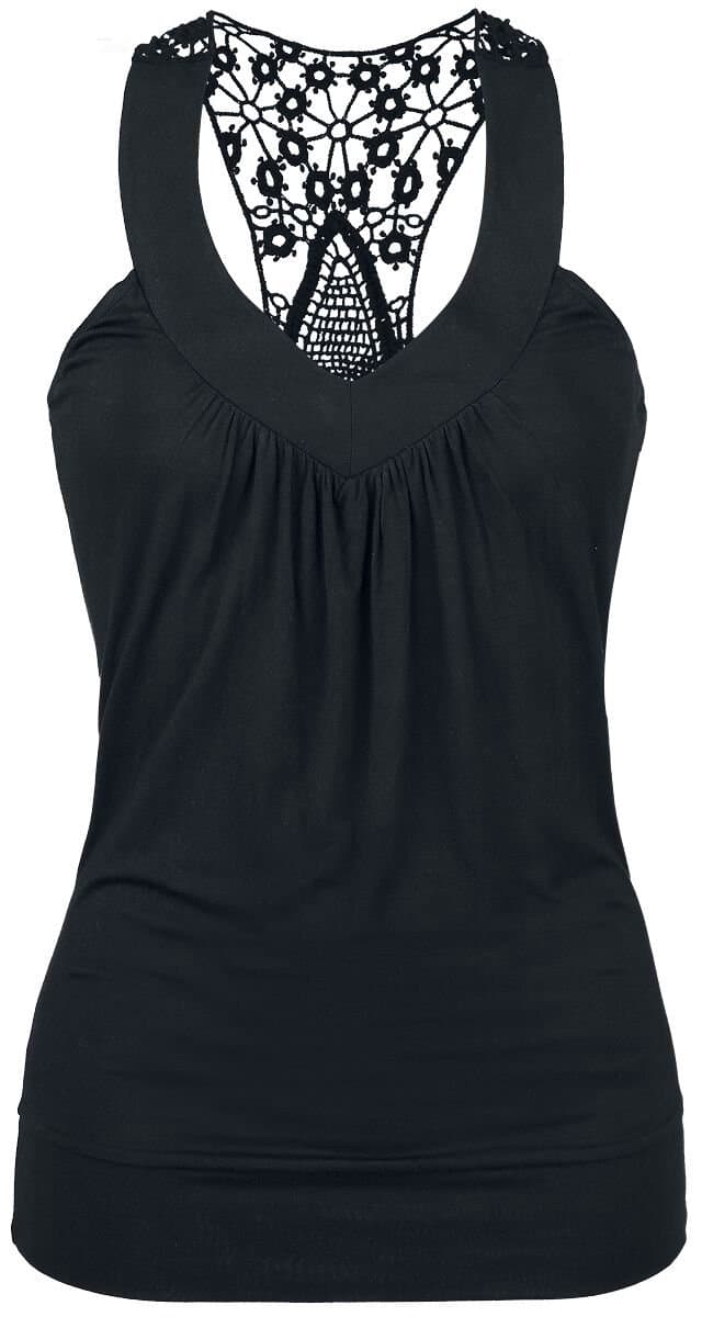 R.E.D. Rock-Engineered Design Zwarte top met kant - Dames - XL