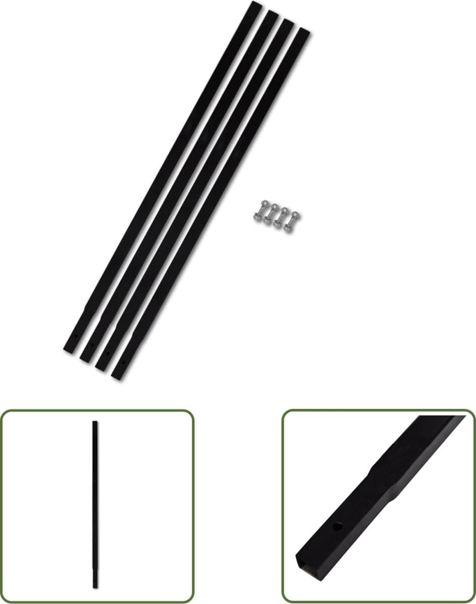 vidaXL Grondboor Onderdelen - Grondboor Verlengstuk - Verlengstuk voor grondboor 4 x 1 m (staal) - Grond Boring Gereedschap - Bouwmateriaal - Tuingereedschap