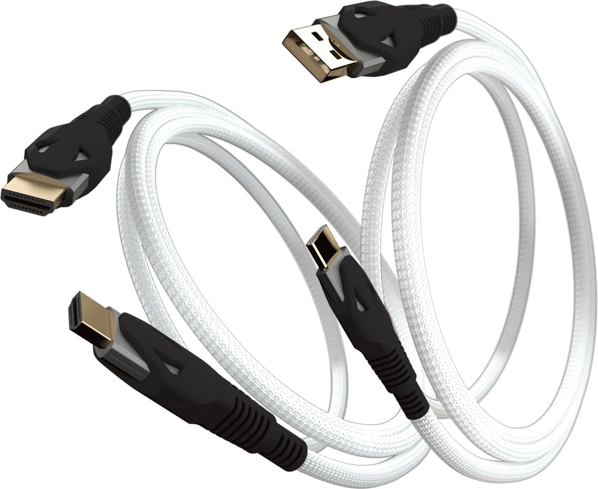 Gioteck HDMI 2.1 + USB-C kabel - Ultra high speed - 8K - 4K - FULL HD - 2m + USB-C 3A FAST CHARGE 3m