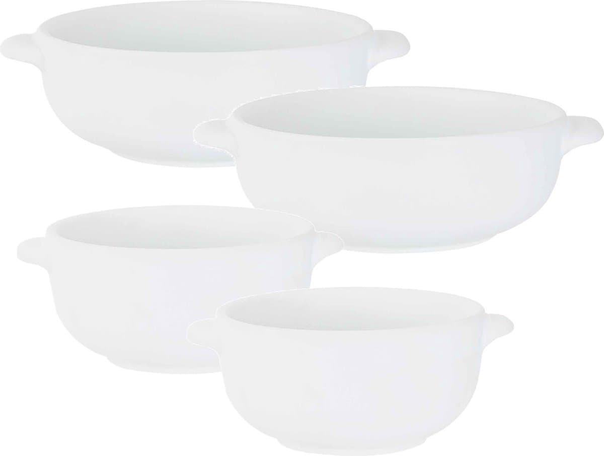 Set van 8x stuks tapas/amuse/snack schaaltjes wit van porselein 10 en 13 cm rond - Kleine kommetjes/bakjes