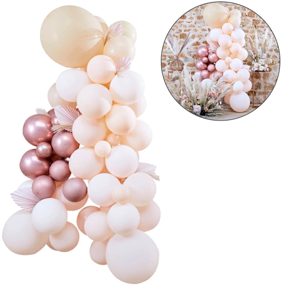 Ginger Ray - A Touch Of Pampas - Pampas, Wit, Perzik en Rose Gouden Ballonboog Decoratie Kit