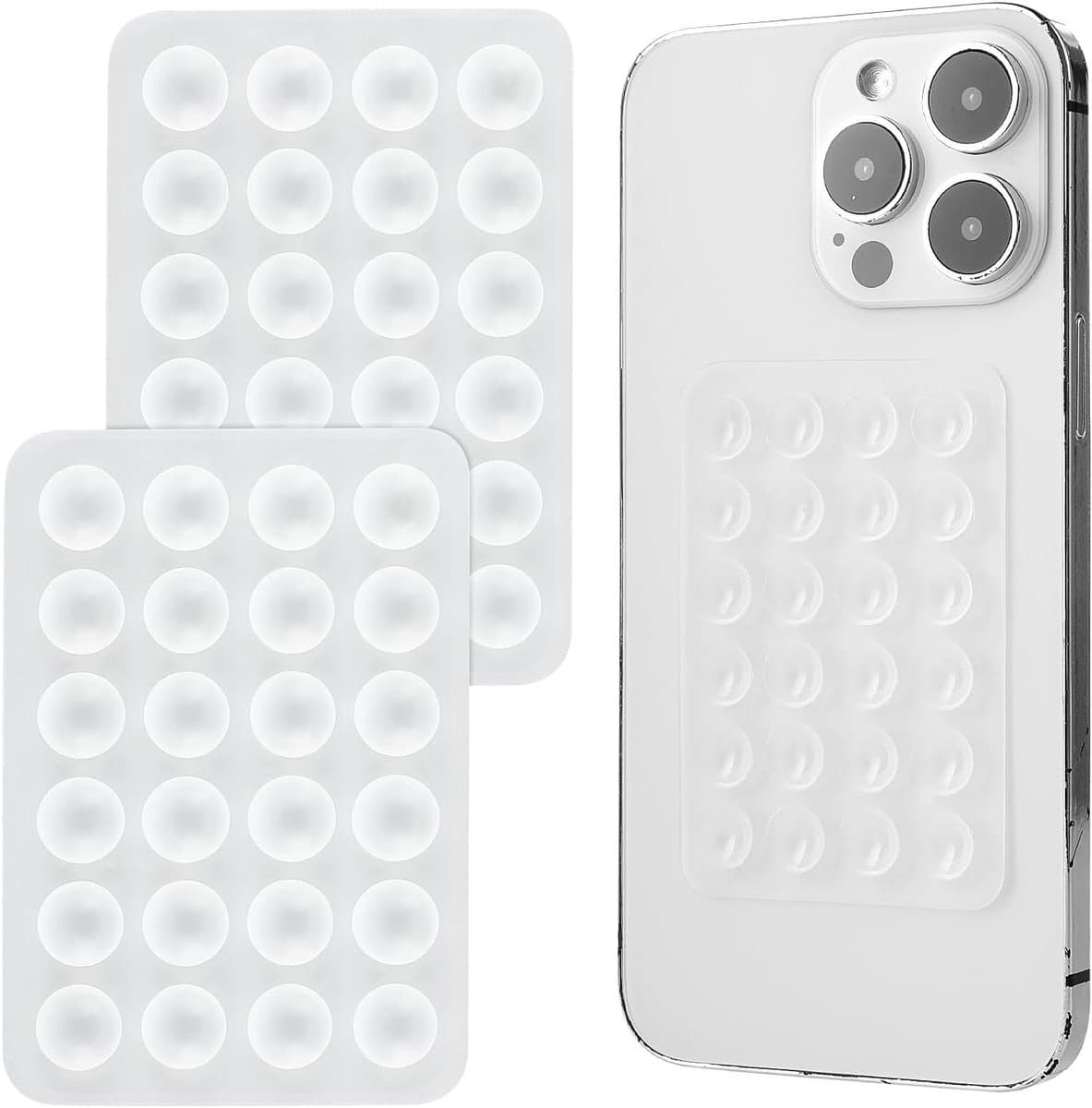 Zuignap telefoonhouder voor selfies en video's - 2 stuks (wit)