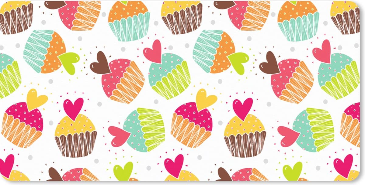 Muismat XXL 100x50 cm - Bureau onderlegger - Bureau mat Muffin - Regenboog - Design - Hart - Bureaumat - Gaming mousepad xl - Bureaulegger groot - Computer deskmat