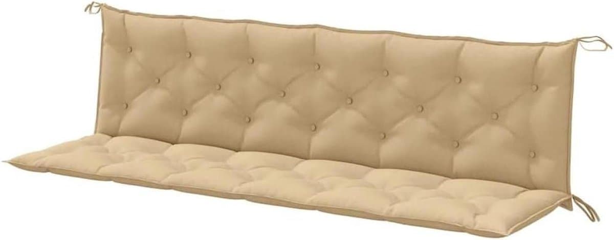 Tuinbankkussens, set van 2, melange beige, 200 x 50 x 7 cm, van polyester met holle vezelvulling, inclusief praktische koorden voor bevestiging voor binnen en buiten