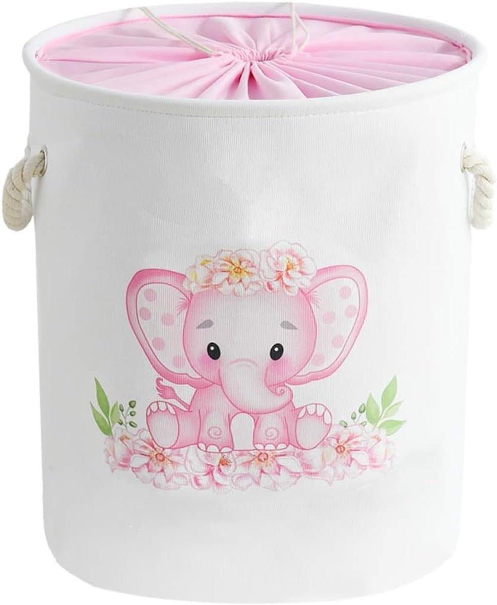 Opbergmand Kinderkamer - Wasbak Baby - Ruimte Organiseren - Waterproof EVA Materiaal - 43.5 cm Hoog - Roze Olifant