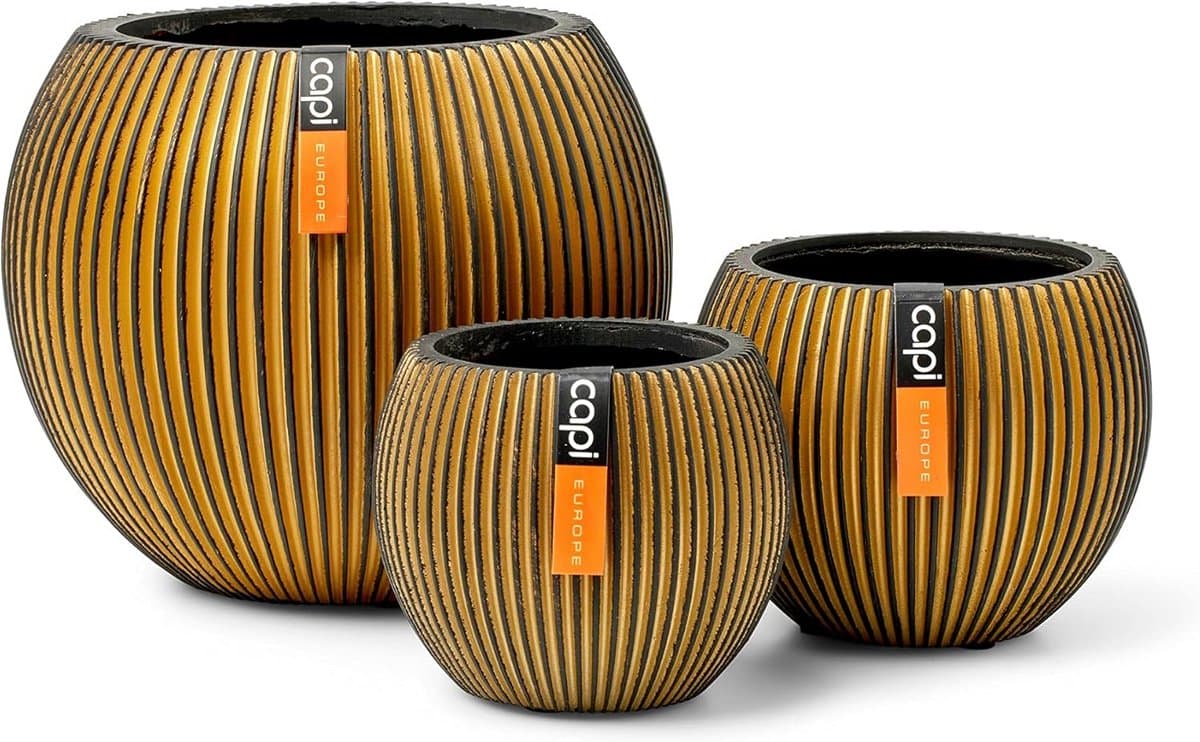 Mix van 3 Gouden Bolvormige Bloempotten voor Binnen en Buiten - Set van 3 Stuks