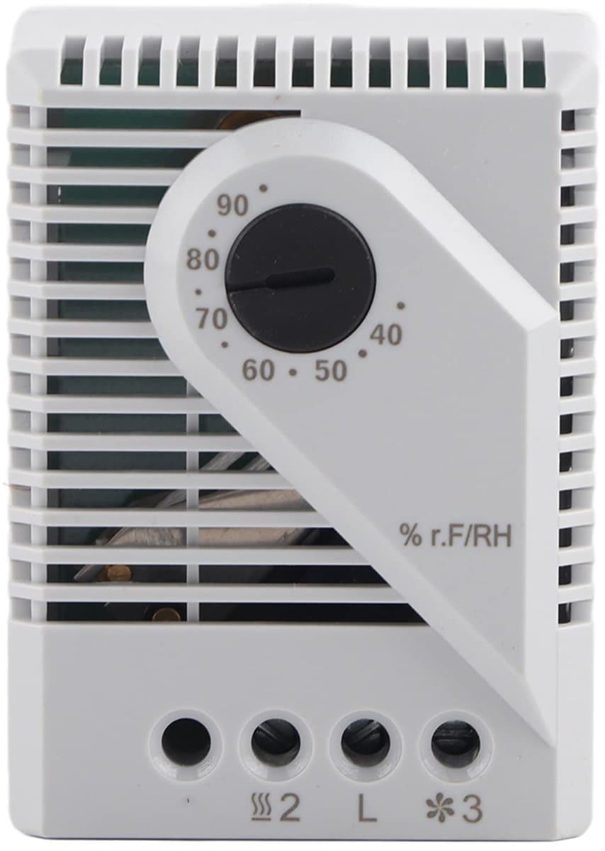 Dailygoods- Vochtigheidscontroller Superieure Isolatie - 2-3 Poolterminal - Eenvoudige Installatie - Dauwpuntregeling - Pc-materiaal - Effectieve Condensatiepreventie - Vochtigheidsregelaar