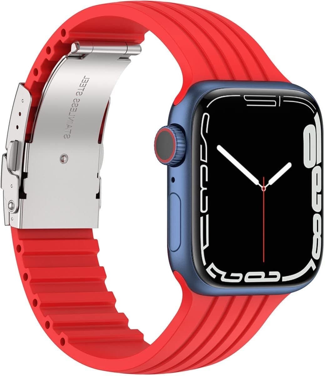 Zachte siliconen horlogeband voor Apple Watch 38mm tot 45mm, geschikt voor Series 3 t/m 7, comfortabel en duurzaam