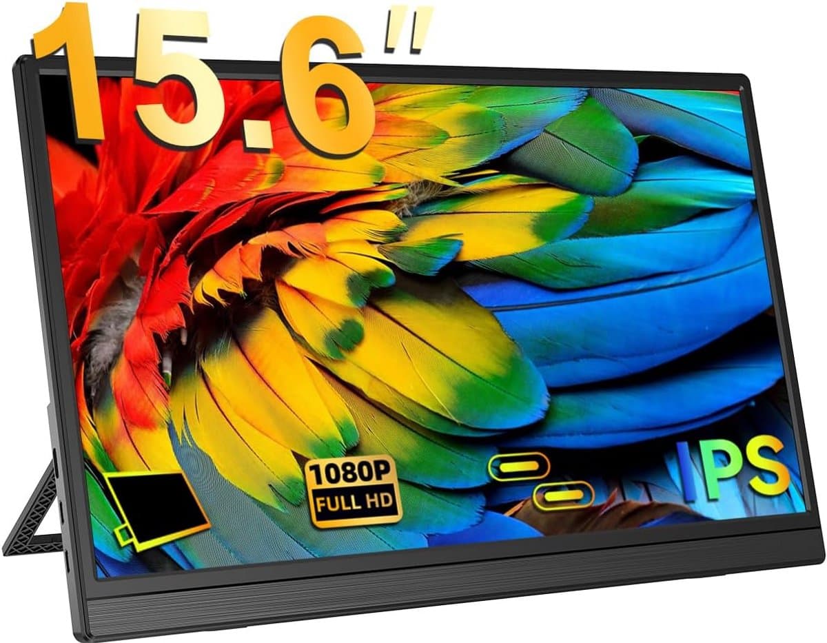 Draagbare Monitor - Extra Scherm - Werk Efficiëntie - Full HD IPS - 156 Inch - Zwart