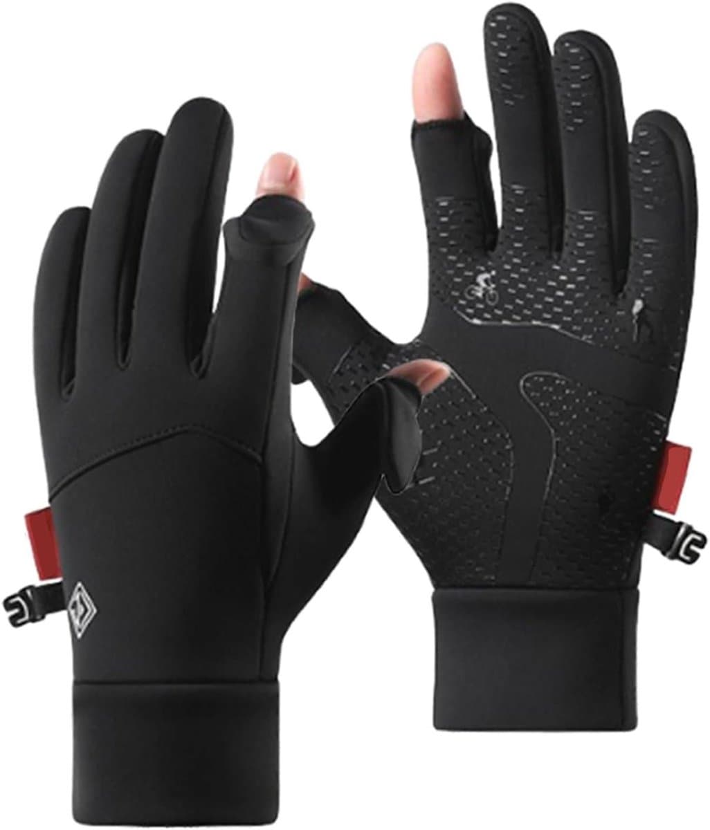Winter Fietshandschoenen - Warme Outdoor - Touchscreen Gebruik - Waterdicht Fleece - Unisex Maat - Zwart