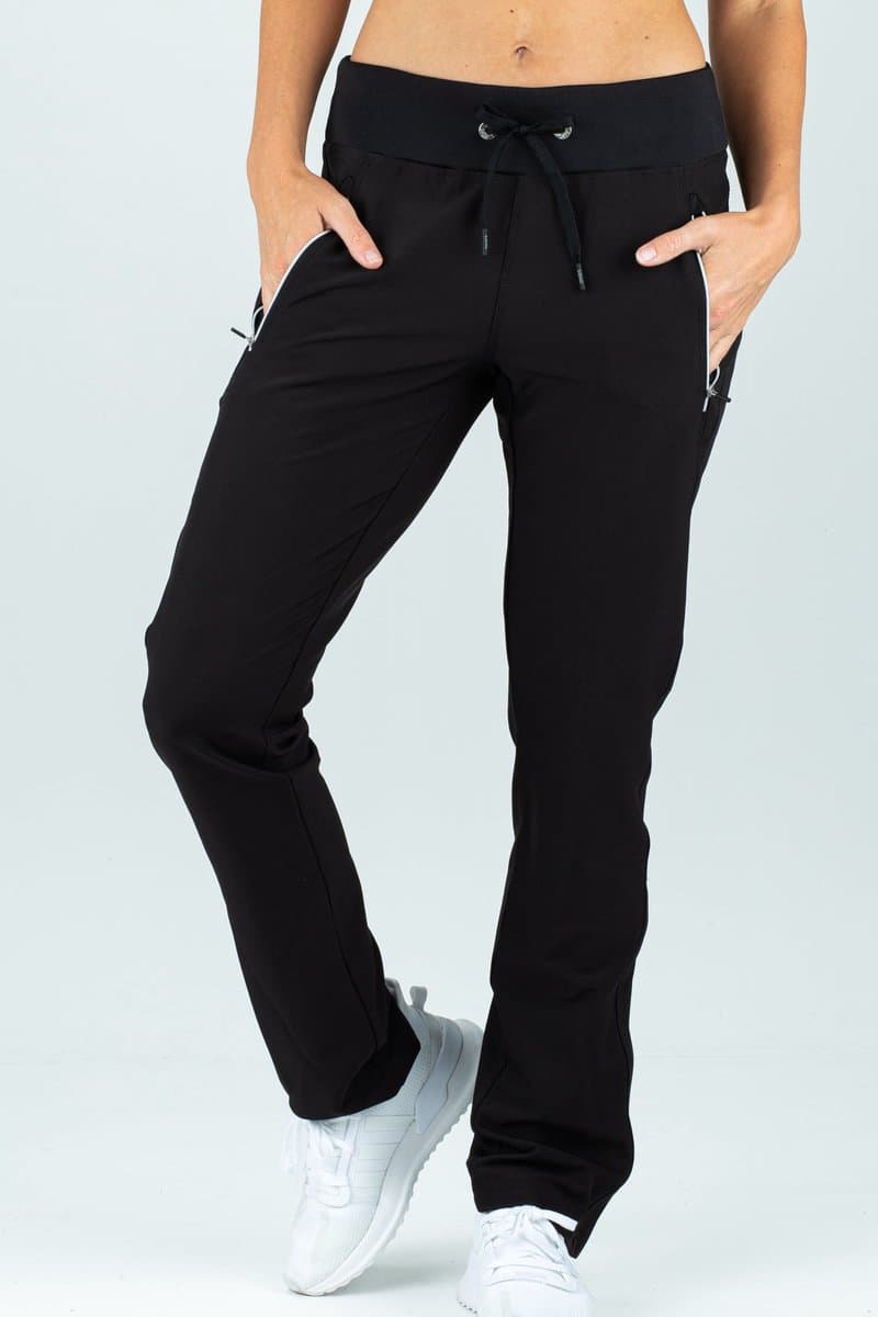 Sjeng Sports PARIS Minus Dames Zwarte Trainingsbroek Stretch Materiaal met Ritsen voor Fitness en Vrije Tijd