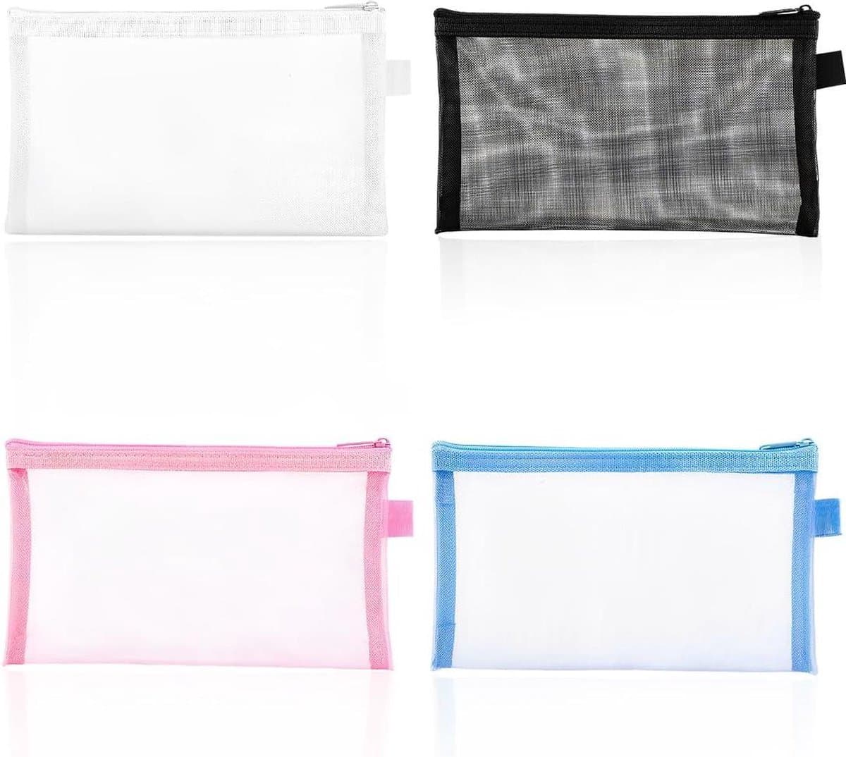 Netvakken met ritssluiting - Duurzame nylon mesh organizer voor draagbare make-up kit - 4 stuks .