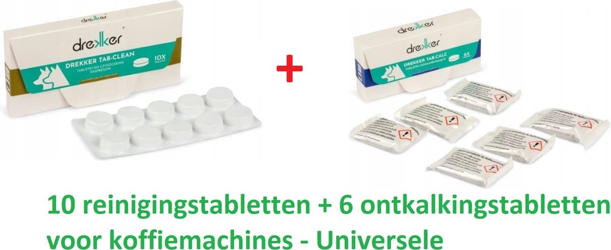 SET Koffiezetapparaat reinigingstabletten - Drekker - 10tabletten + Ontkalkingstabletten voor koffiemachines - Drekker 6 tabletten - Universele