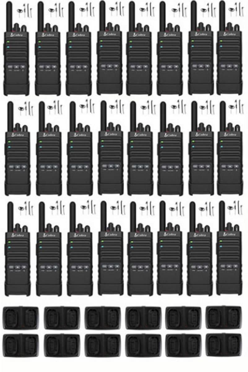 Set van 24 Cobra PX650 UHF PMR446 portofoons met D-shape oortje