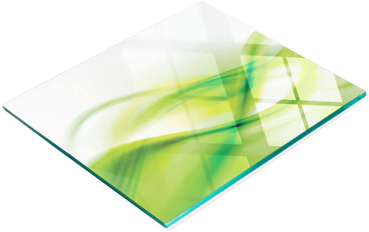Decoratieve glazen snij- en serveerplank, groen abstract patroon, 60x52 cm