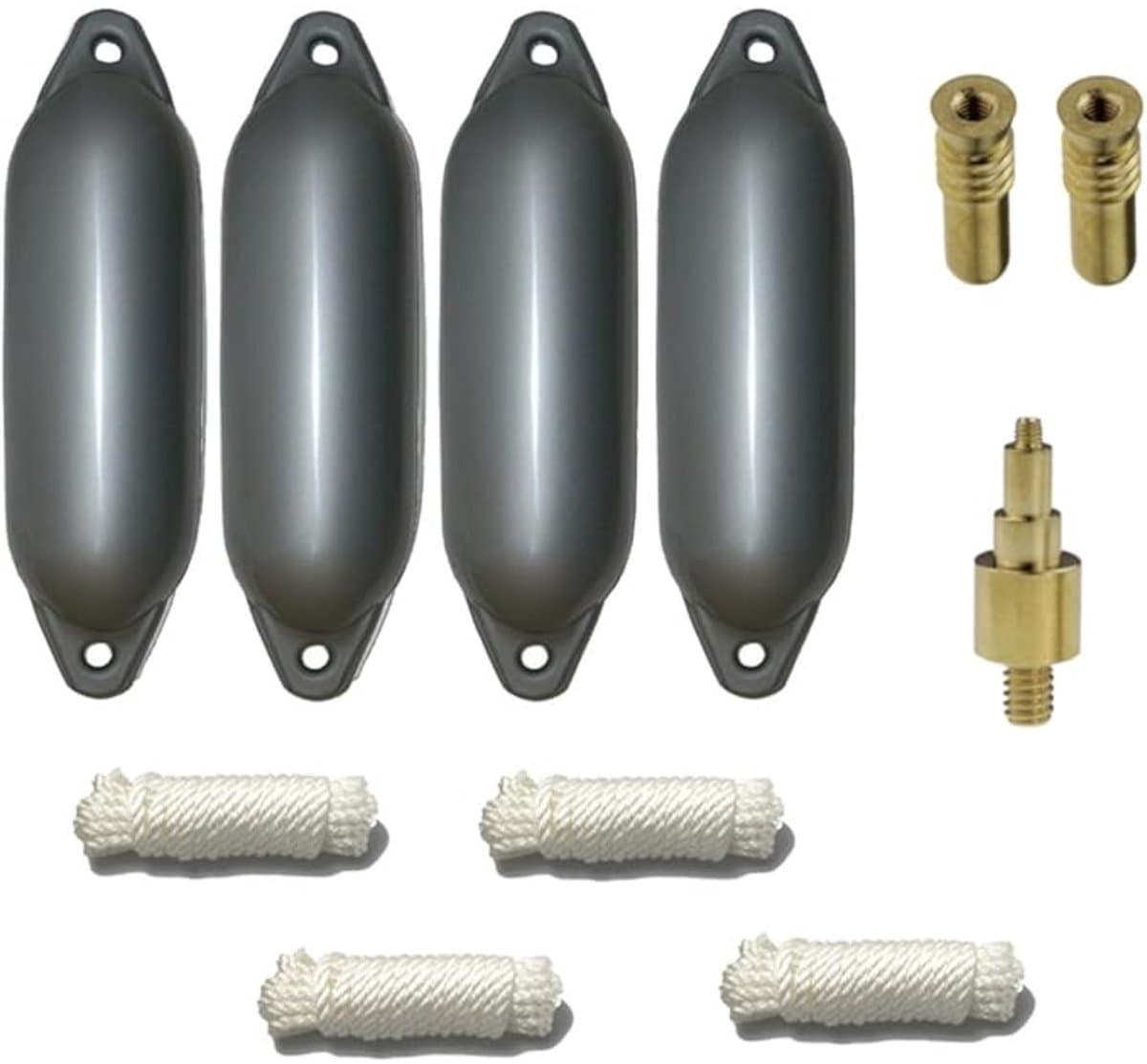 Set van 4 met Majoni Star 45 stootwillen incl. spatelleidingen, 2 vervangingsventielen, 1 ventieladapter - zilver, 70 x 24 cm