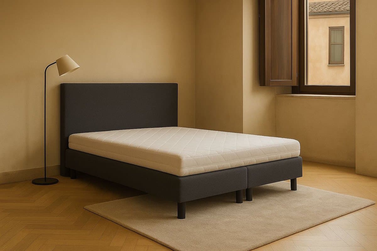 Boxspring Vendita vlak 100x190 cm Luxe Pocketvering Stof antraciet Gratis 2x Hoofdkussens