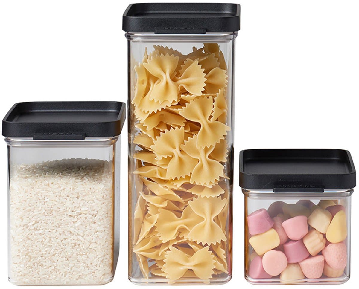 Mepal Omnia bewaardozen – 3-delige Set – Voorraaddoos – Zwart