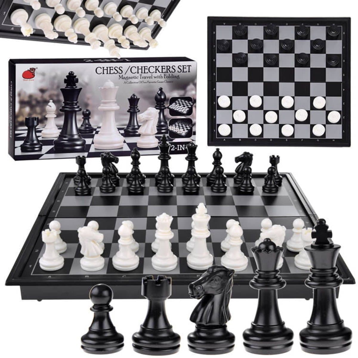 Magnetisch 2-in-1 Schaken en Dammen Spel
