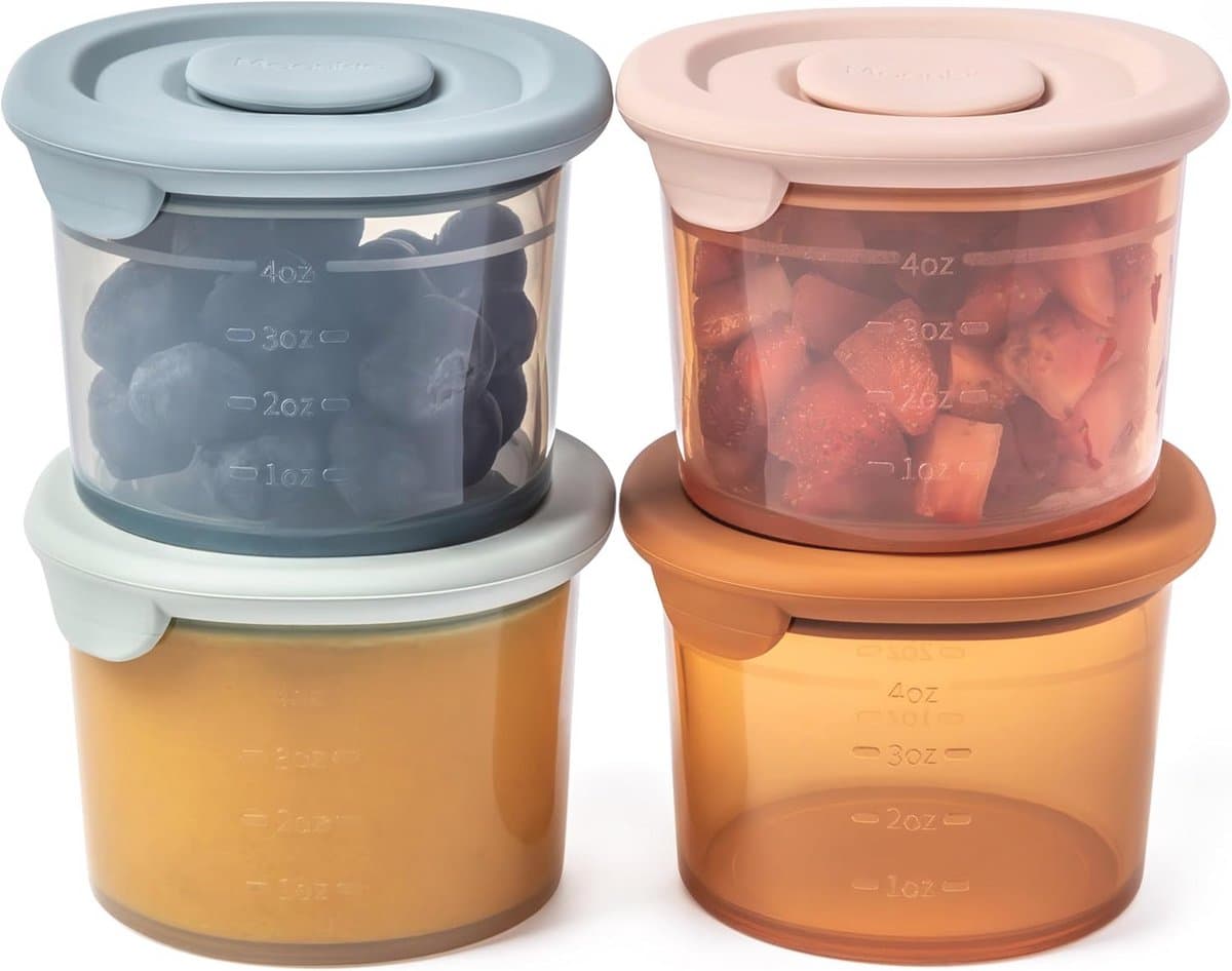 Siliconen Opbergdozen voor Babyvoeding - 4 oz Voedselcontainers (4-pak) - Vriezer- en Vaatwasmachinebestendig