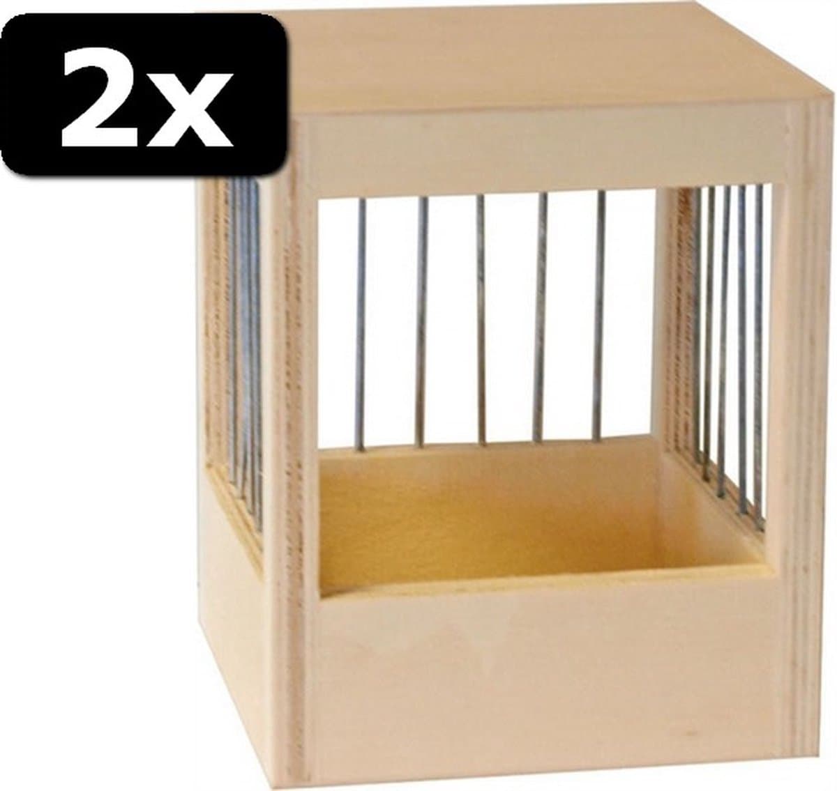Fauna- Binnenvogel- Nestkast- Kanarie- Vink- Houten tralienest- Tralienstkast- 2 stuks