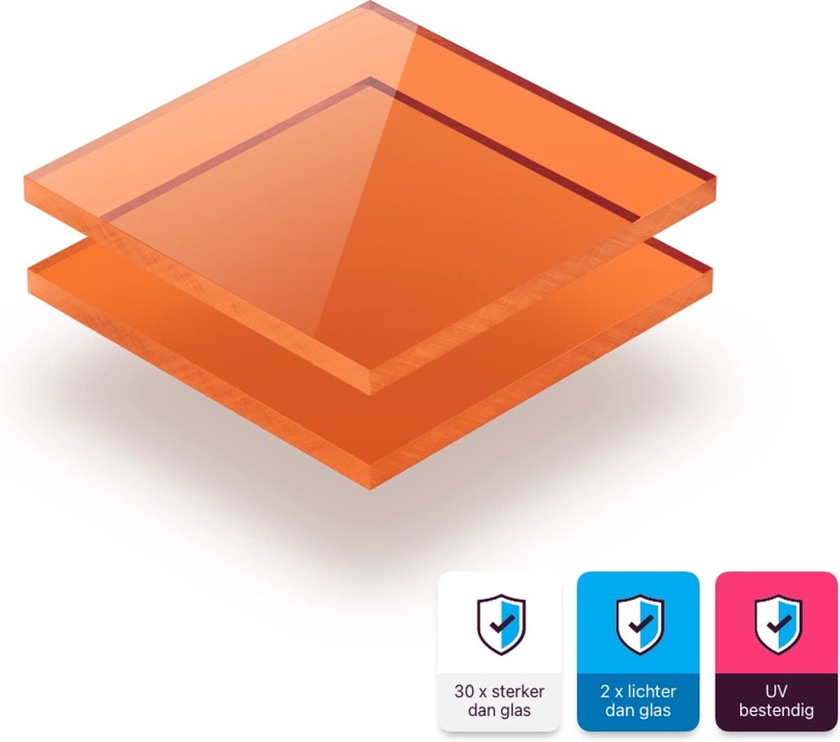 Plexiglas plaat 3 mm dik - 120 x 90 cm - Getint Oranje