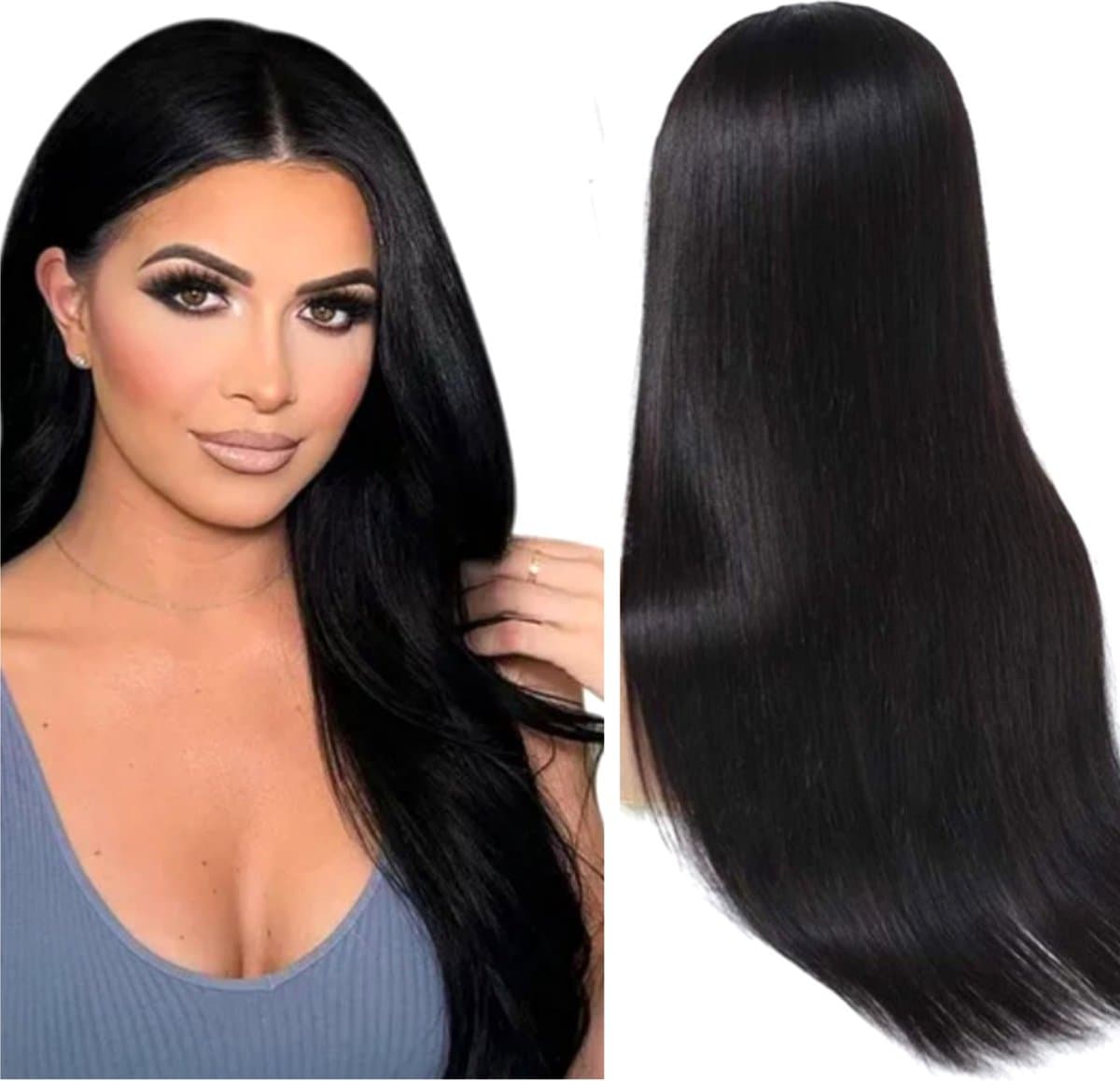 Vietnamese Remy Steil Pruik – 100% Echt Menselijk Haar – 70 cm- Lang Dames Haarwerk – Lace Closure Wig 4x4 – Natuurlijk Zwart – Luxe Pruik voor Vrouwen- Frazimashop