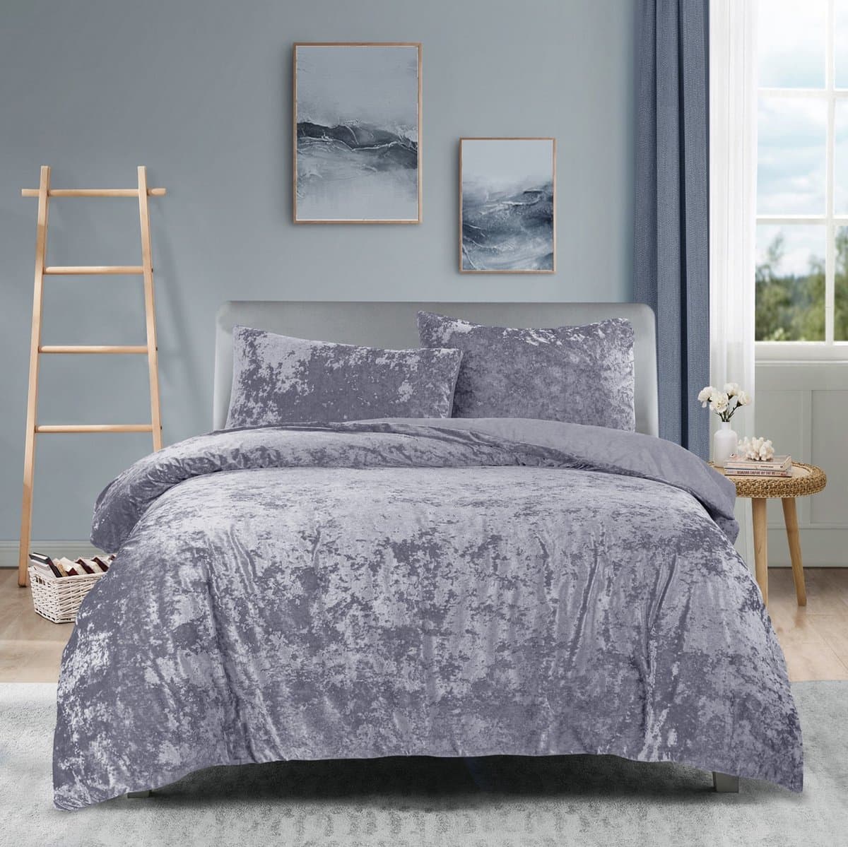 Princessdekbedovertrek Crushed Velvet -Soft Touch -Fluweel -Dekbedovertrek met Drukknopen -Tweepersoons -Lits-jumeaux -240x200/220 cm +2 kussenslopen 60x70 cm-Grijs
