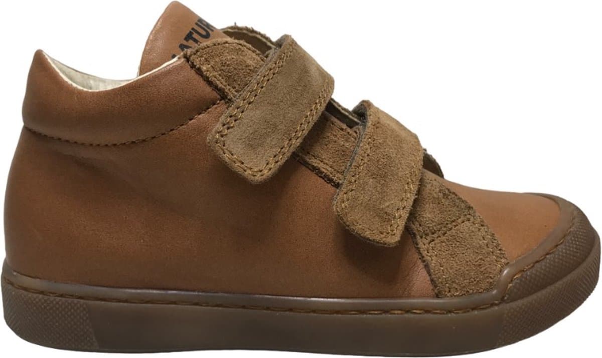 Naturino - Dord - Mt 20 - velcro's bumper lederen effen hoge sneakers - Cognac