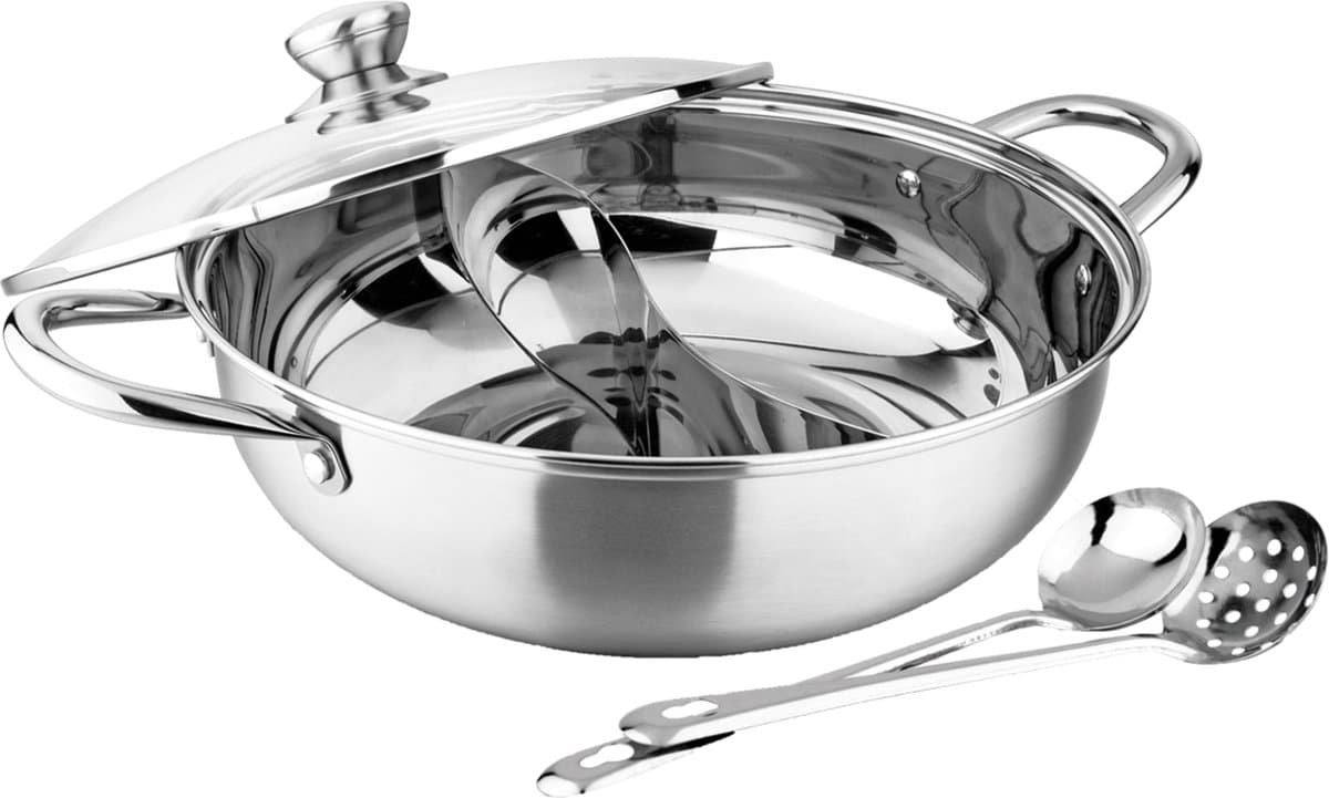 Fonduepan met deksel 2-vak 28 cm