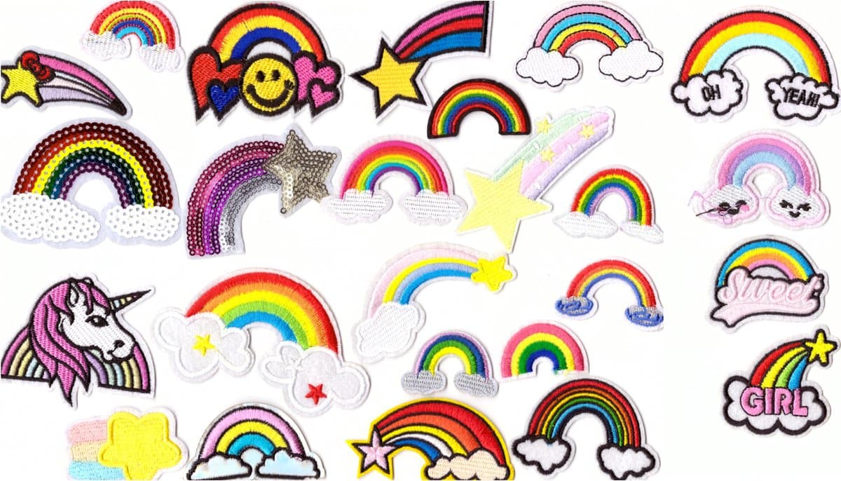 Regenboog serie -25 delige set -stof & strijk applicatie