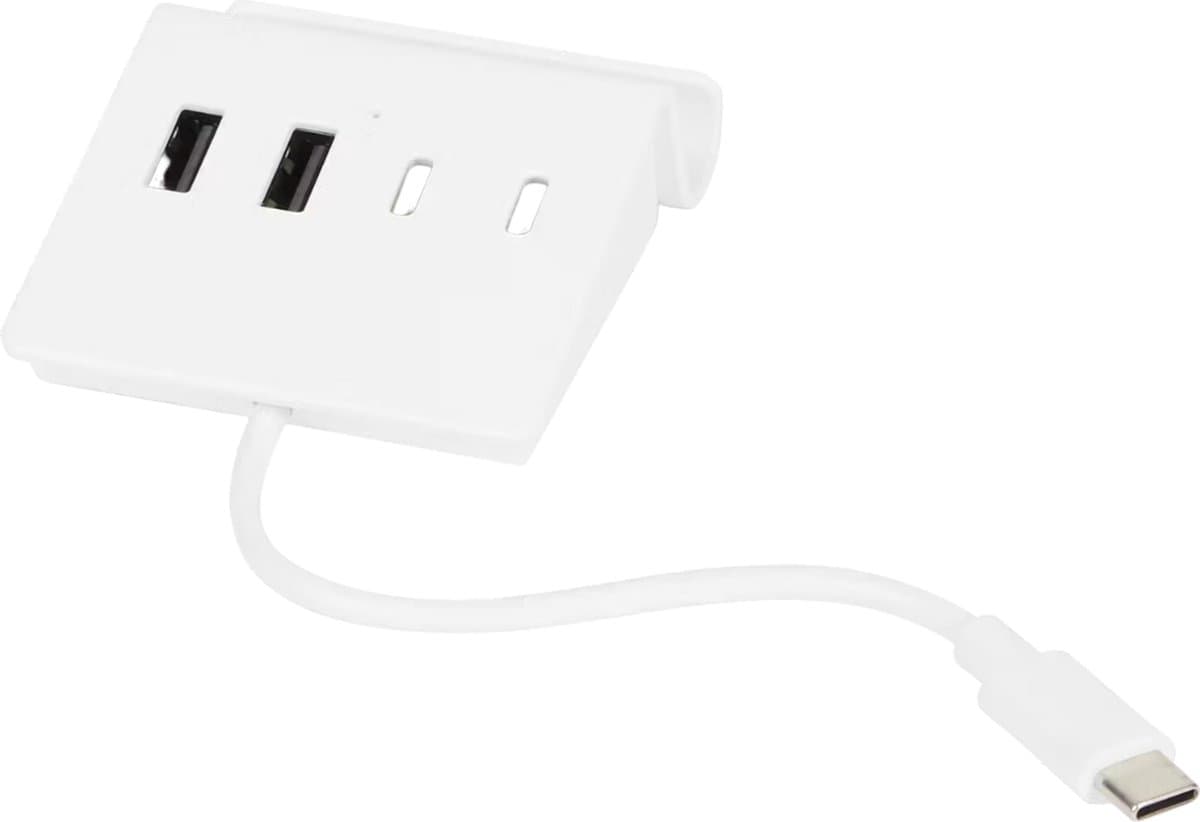 Lab31 USB Hub - Voorzien van USB C & USB A Poorten - Wit - Smartphone Houder