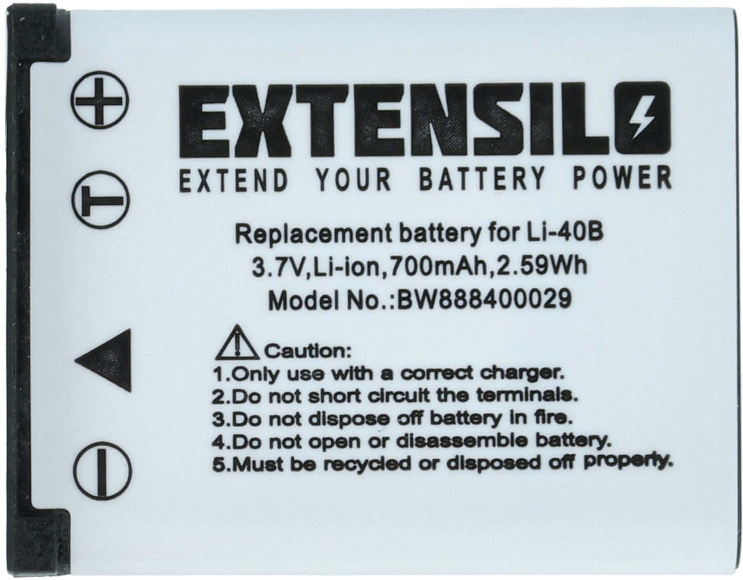 EXTENSILO-accu compatibel met REVUE DC 8XS- en DC 7XS-camera's (700 mAh, 3,7 V, Li-ion)