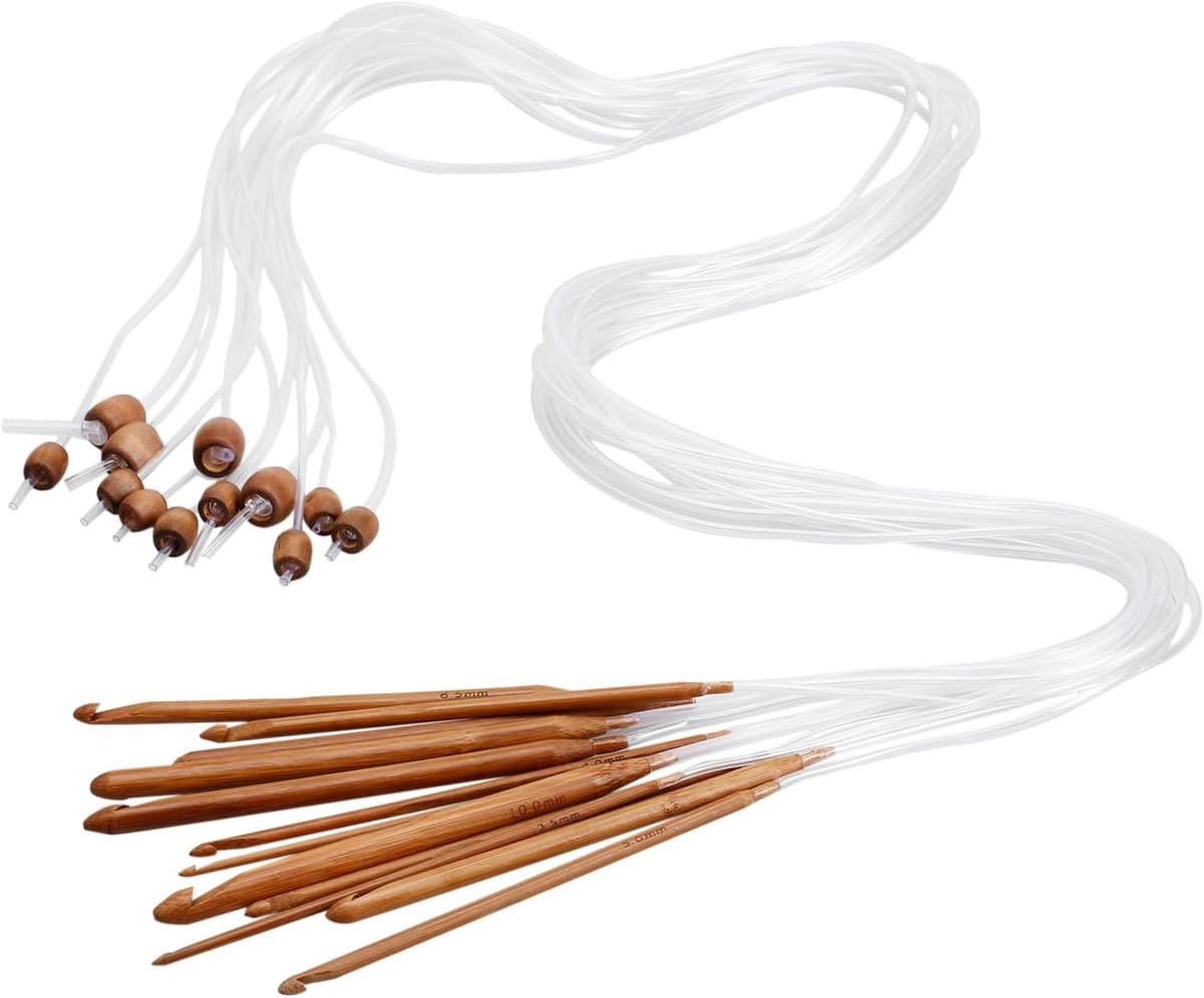 Dophee 12 Sizes 1.2M 48" Afghan Tunisian Carbonized Bamboo Crochet Hooks Set - ShopVlot