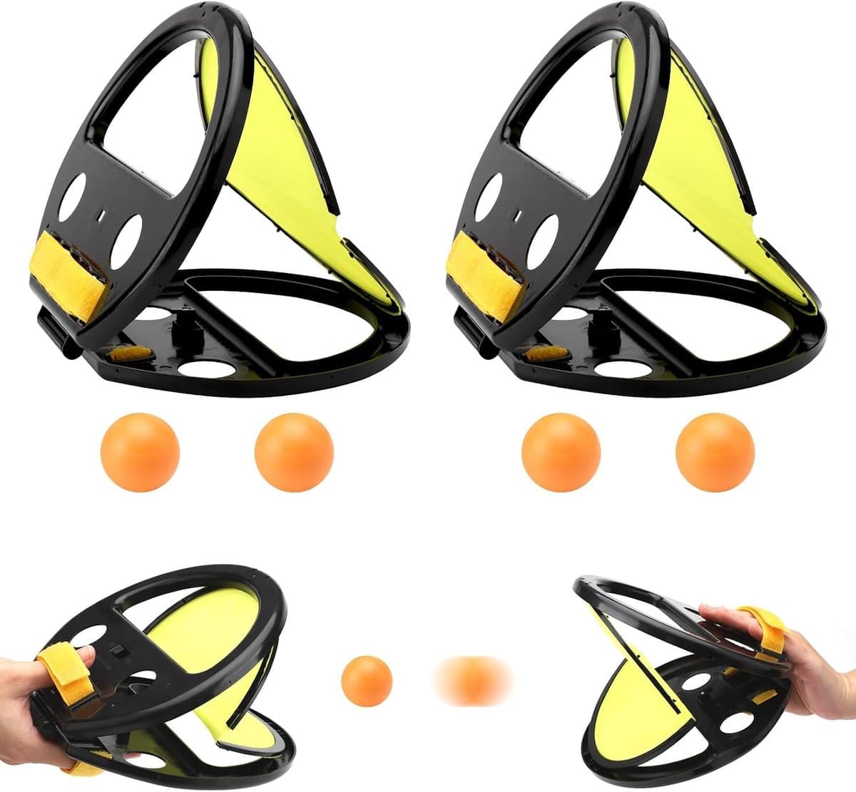 Buitenspel met vangballen, leuk balspel voor kinderen, werpspel voor ontwikkeling van vaardigheden, geschikt voor strand en tuin, 2 sets met 4 ballen, vanaf 3 jaar.