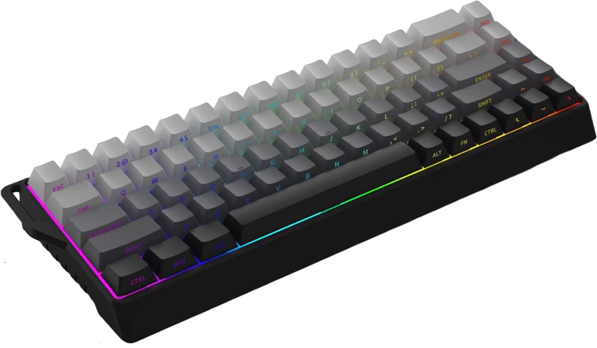 BOSSTON K68 Mechanisch Gaming Toetsenbord, 68 Toetsen 65%, Hot-Swap, RGB, Draadloos en Bedraad, Polar Night Black