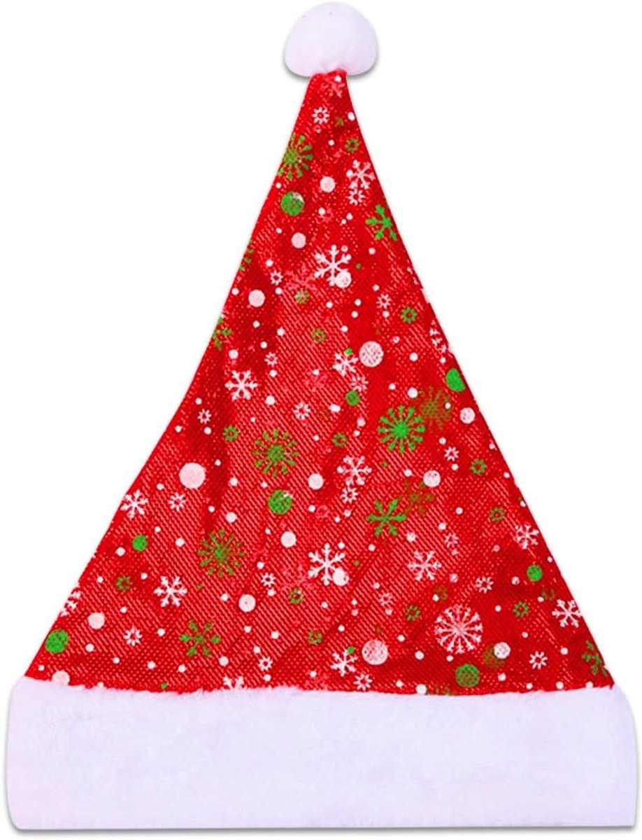 Volwassenen Kerstkleding Kerstmuts Kind Sneeuwvlokken One Size Rood Groen – 1 Stuk