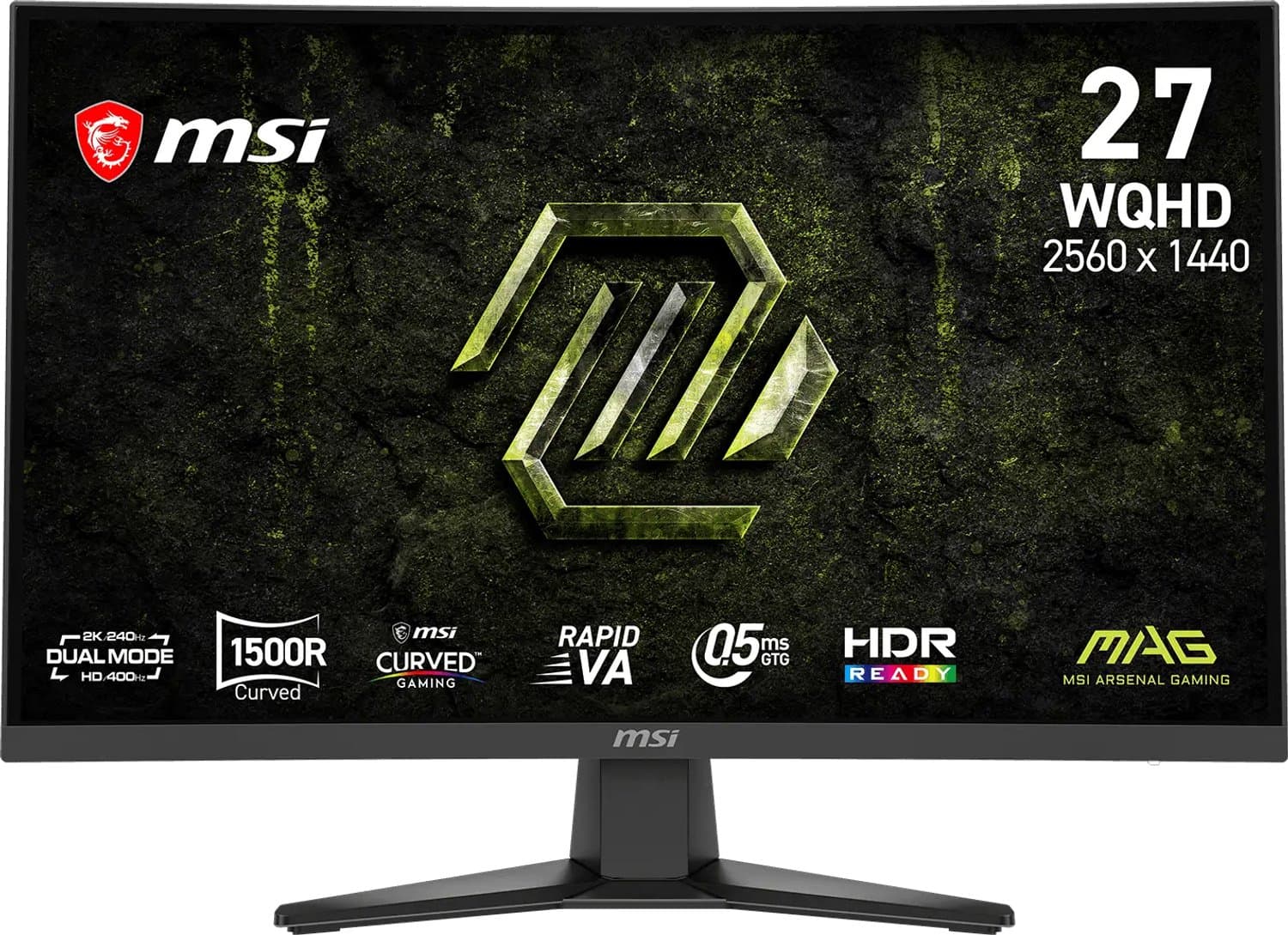 MSI MAG 275CQDF X24 27" WQHD Curved Gaming Monitor, 2560×1440, 240 Hz, Rapid VA, 0,5 ms, FreeSync Premium, HDR Ready, Zwart
