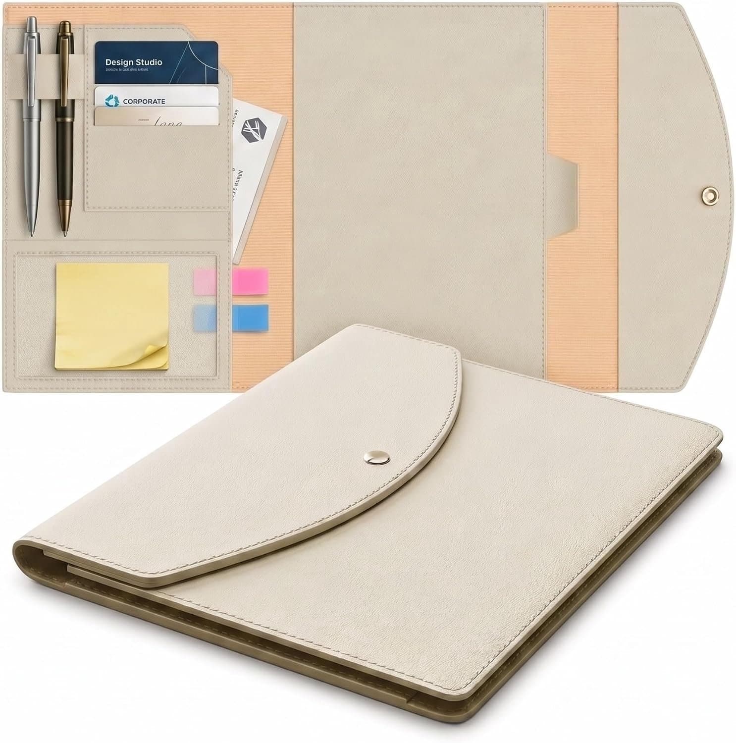 Luxe slanke organizer, compatibel met dagboek, planner, executive formaat A5, geschikt voor notitieboeken van 15 x 20,5 cm, zacht veganistisch leer voor Core