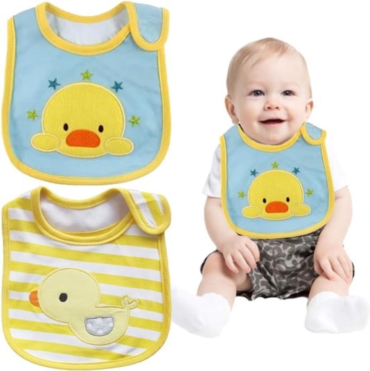 Set zachte katoenen baby-slabbetjes - Absorberend en verstelbaar voor jongens en meisjes