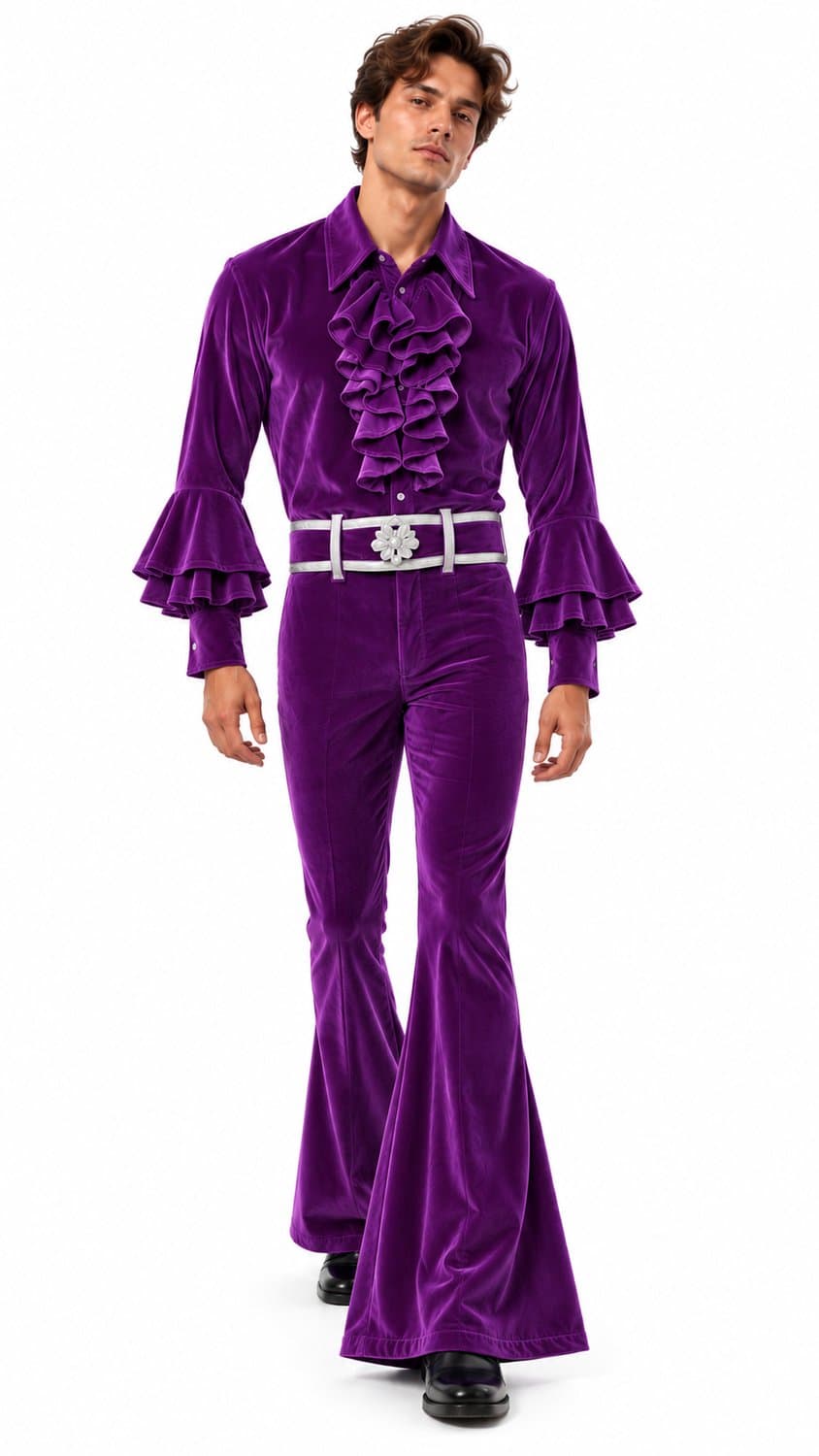 Paarse Disco Jumpsuit Heren – Luxe 70’s Retro Kostuum - maat small