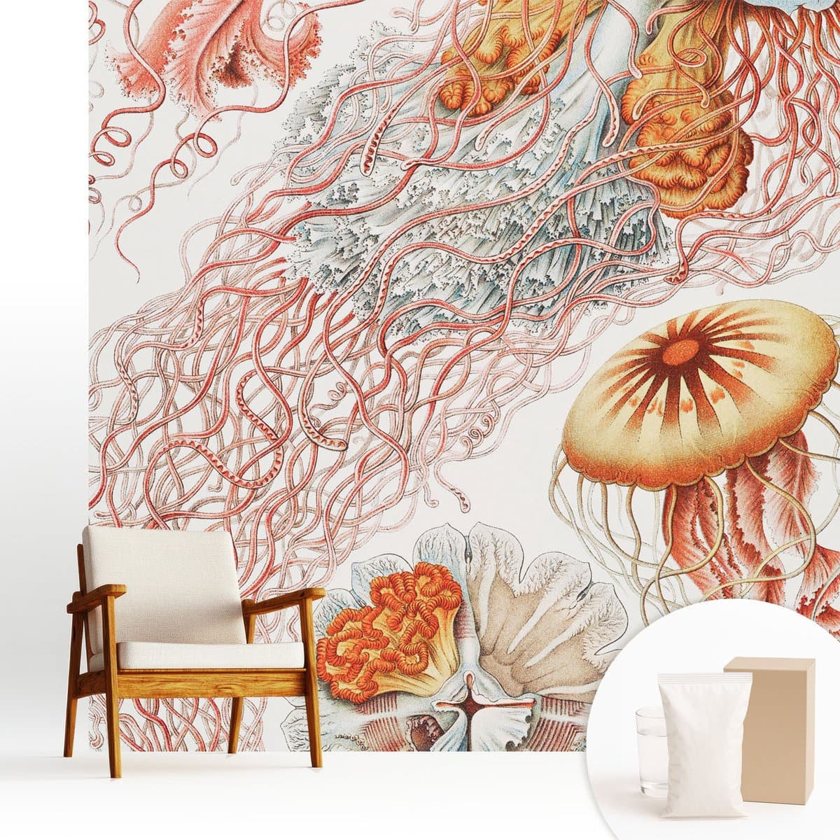 Wallfluent Fotobehang - Rood Vliesbehang - 250x250 cm - Sierkwal Muurschildering - Gang behang Natuur - Fotobehang Vlies - Gang behang