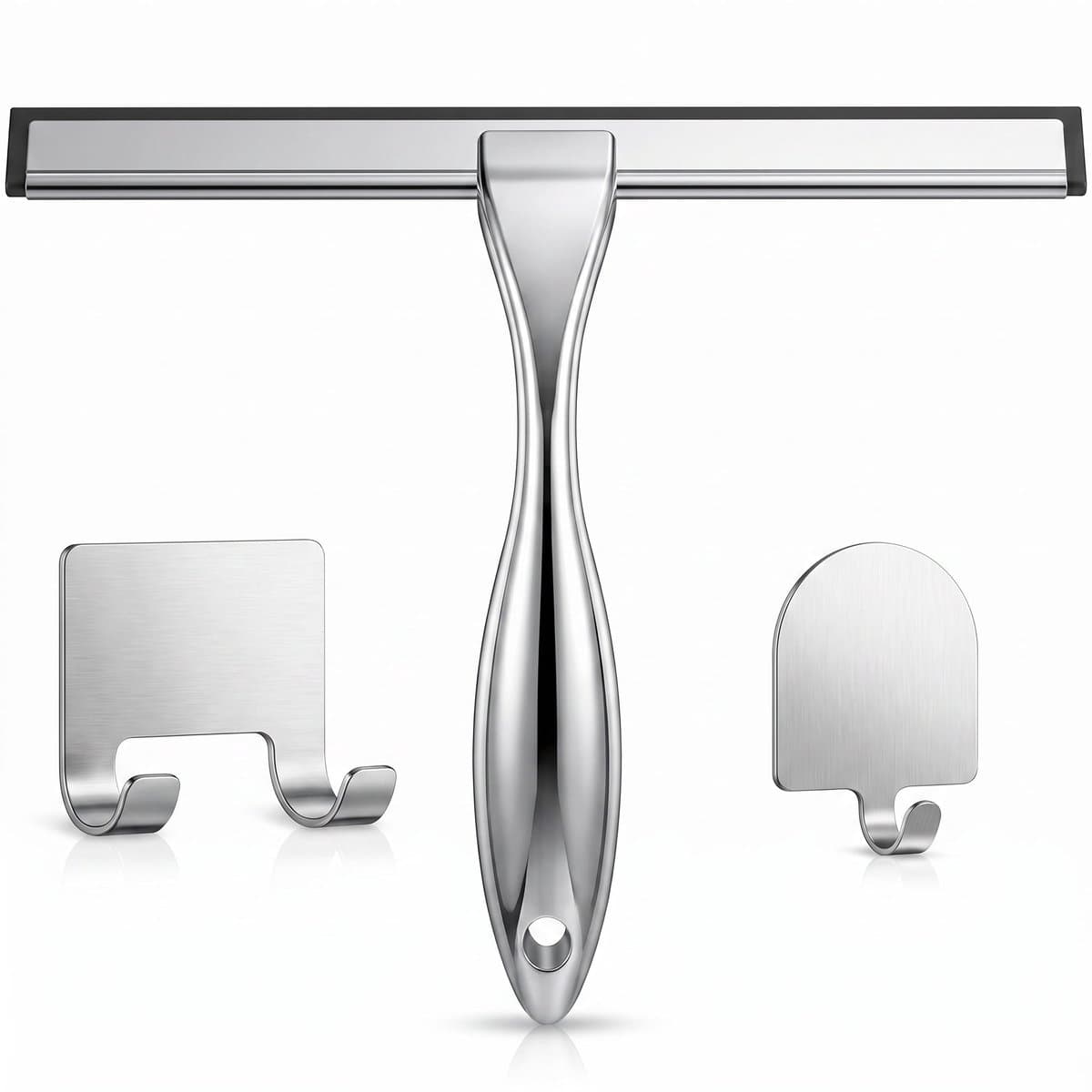 Douche ramenwisser Badkamer - incl. zelfklevende haak - Vloertrekker - Makkelijk opbergen - Geen strepen - Zilver - Luft - Trekker - Douchewisser