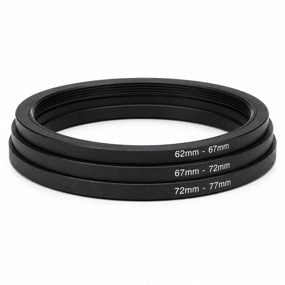 Step Up Filter Adapter 62 naar 77 mm - 3-Delige Lens Filter Adapter Set - 62-67 + 67-72 + 72-77 mm - Camera Lens Verloopringen voor Lensfilters