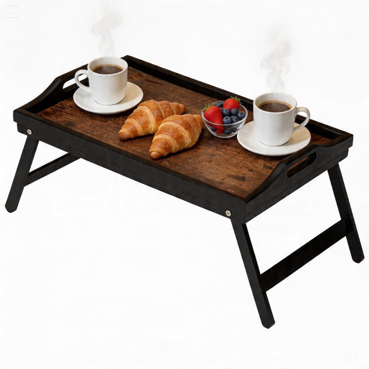 Merkloze Houten Ontbijttafel met Poten, Opklapbaar, voor Laptop