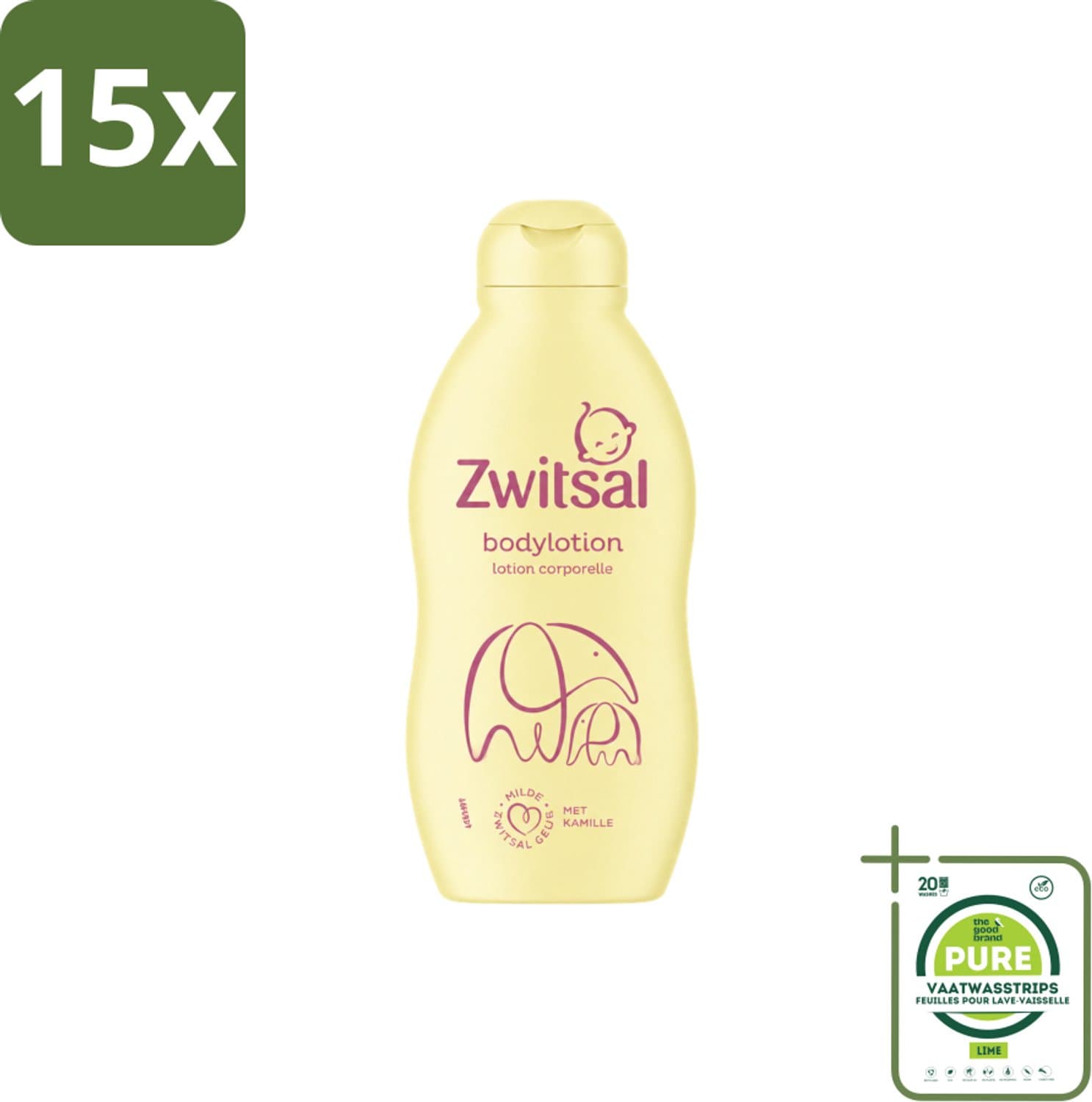 15 x Zwitsal – Bodylotion – Verzorgend – 200 ml - Grootverpakking - Vaatwasstrips - Baby Lichaamsverzorging - Babyhuid Verzorging - Kamille Bodylotion - Zwitsal Baby Lotion - Gevoelige Huid Bescherming